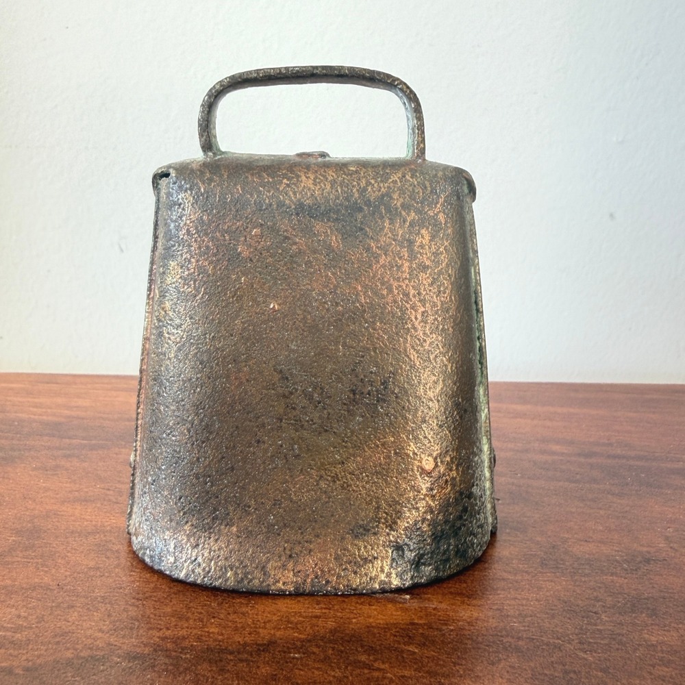 Antique Rustic Metal Cow Bell Weathered Bronze Farmhouse Decor 3 Inch